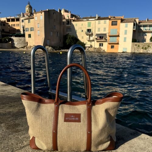 Cabas en toile de jute - Taurillon Marron - GM