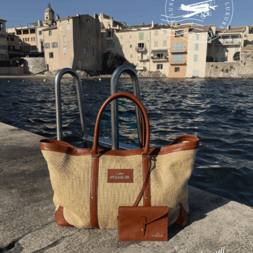 Cabas en toile de jute - Taurillon Marron - GM