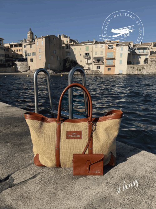 Cabas en toile de jute - Taurillon Marron - GM